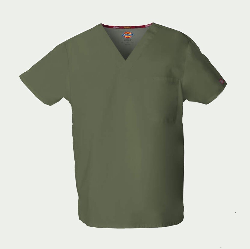 Dickies Unisex Olive Green Scrub Top 83706-CPCC