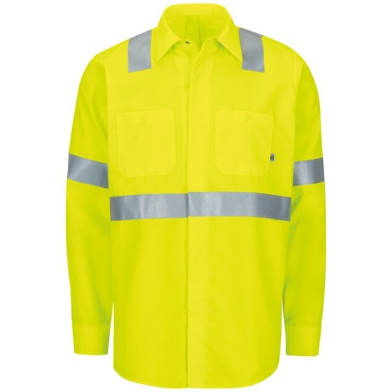 Red Kap Class 2 Level 2 Long Sleeve Hi-Visibility Ripstop Workshirt