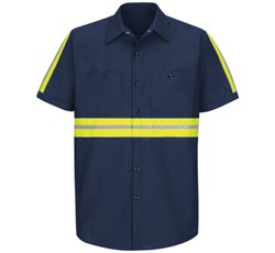 Red Kap Short Sleeve Enhanced Visibility Industrial Navy Workshirt