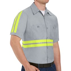Red Kap Short Sleeve Enhanced Visibility Industrial Grey Workshirt