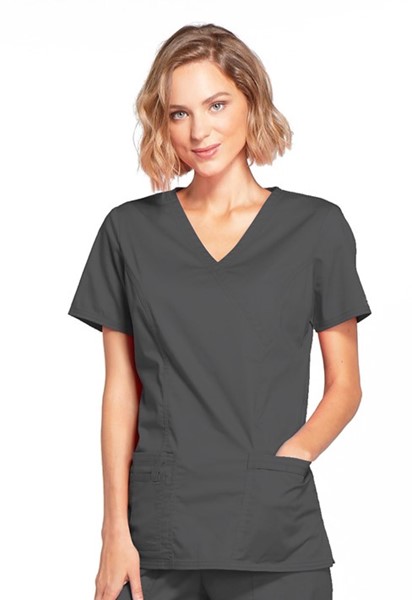 Cherokee Women's WorkWear Core Stretch Mock Wrap Scrub Top